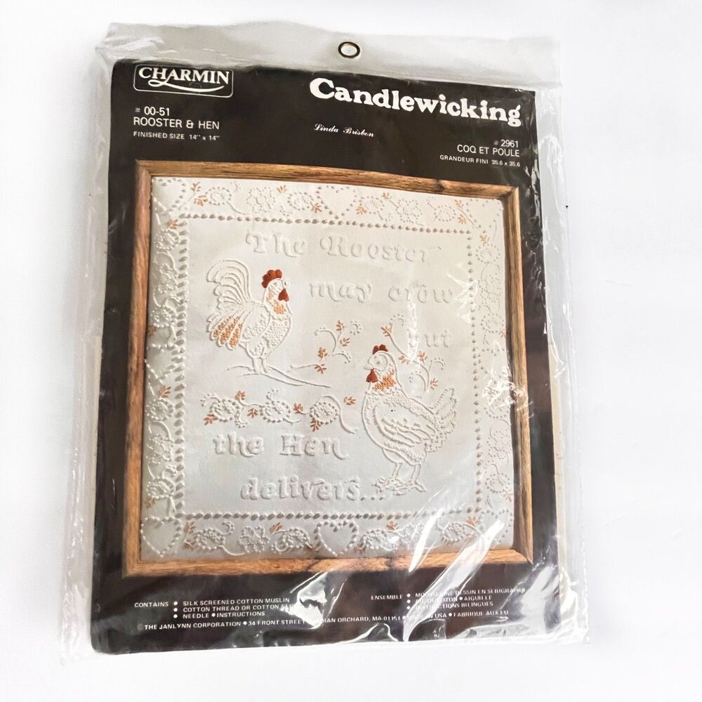 JANLYNN Charmin Candlewicking Rooster & Hen 00-51 2961 Candlewicking Kit